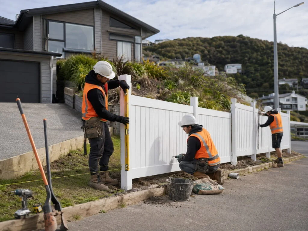 PVC fence installation at a Wellington home